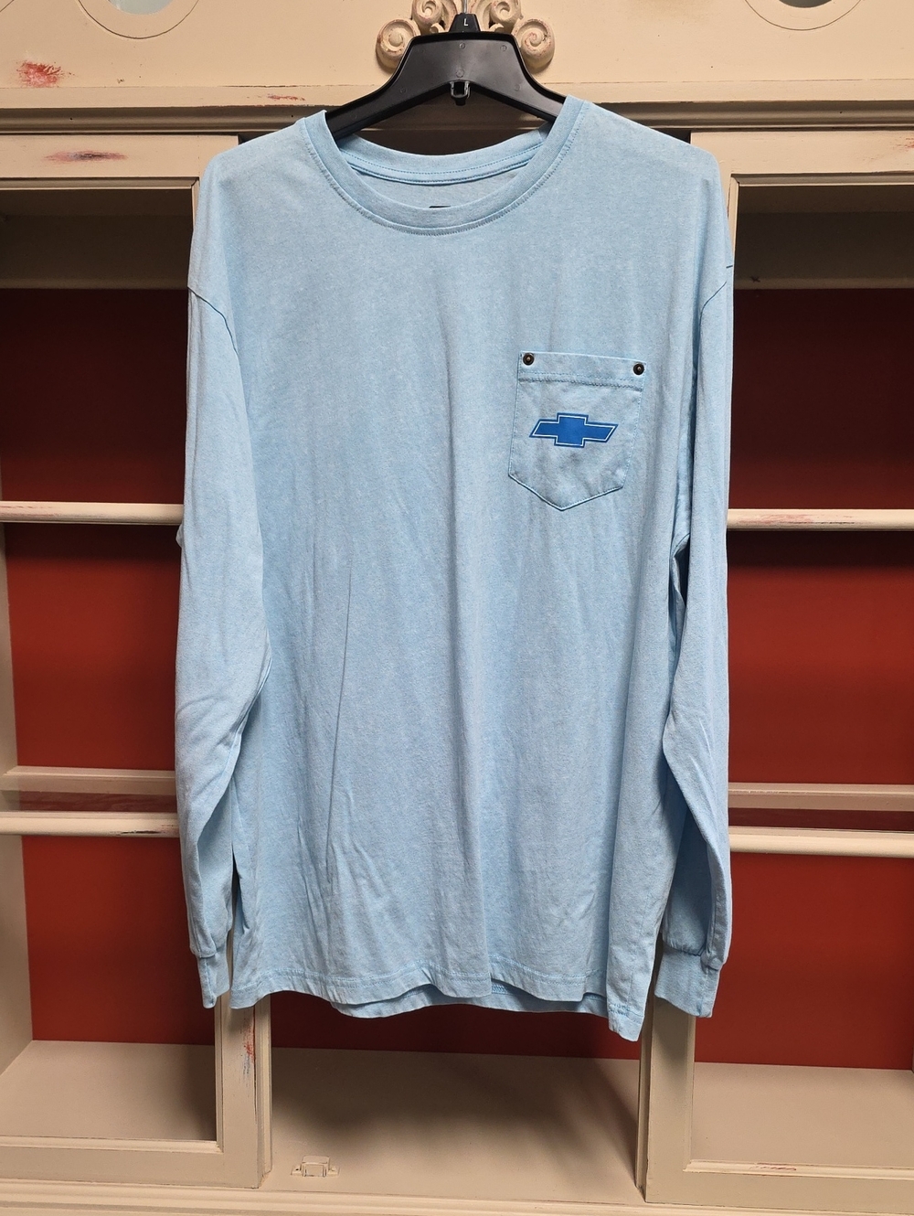 Light Blue Long-Sleeve Pocket Tee - Men's XL, General Motors, Chevy